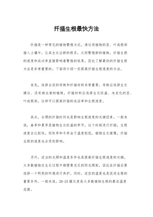 扦插生根最快方法