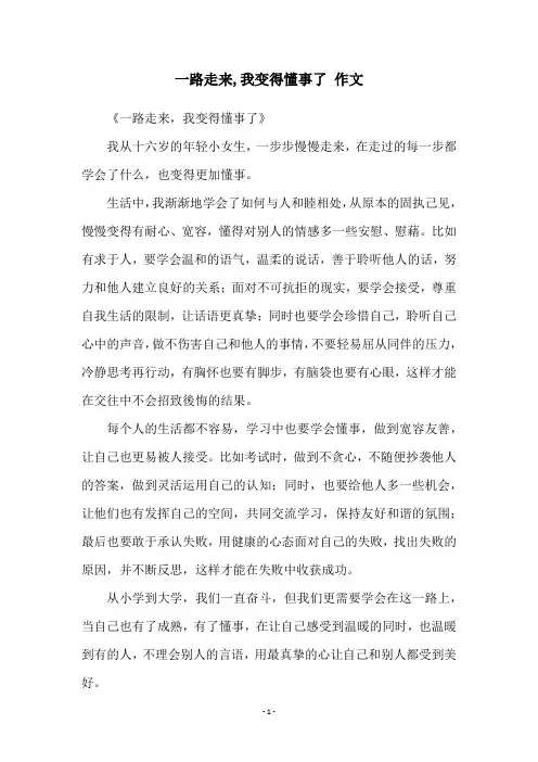 一路走来,我变得懂事了 作文
