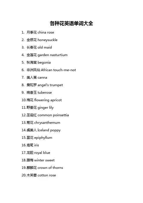 各种花英语单词大全
