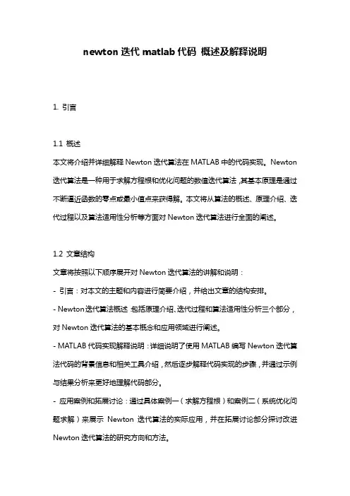 newton迭代matlab代码_概述及解释说明