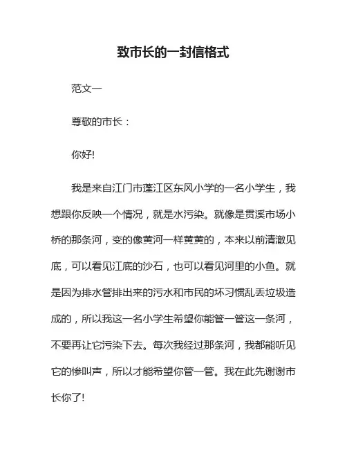 致市长的一封信格式