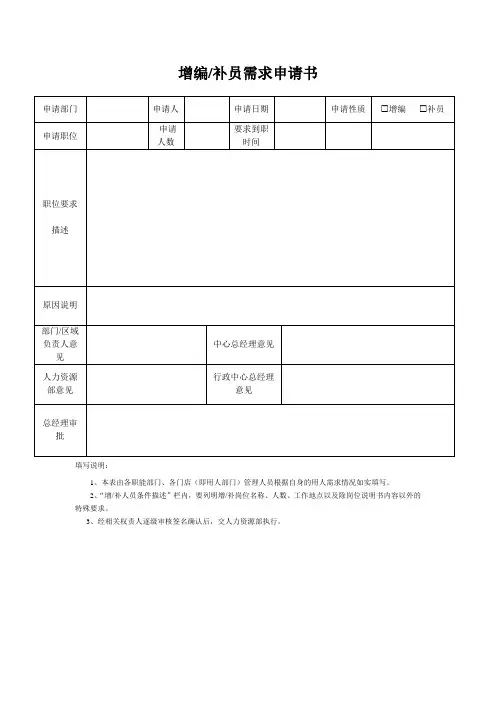 增员、补员表