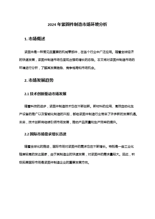2024年紧固件制造市场环境分析
