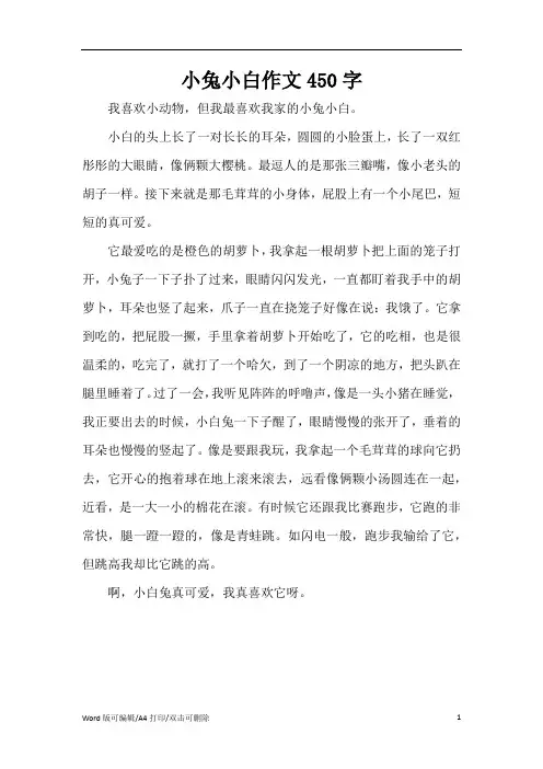 小兔小白作文450字(精编版)