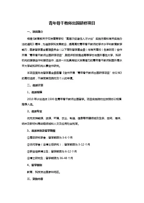 青年骨干教师出国研修项目