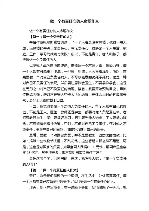 做一个有责任心的人命题作文