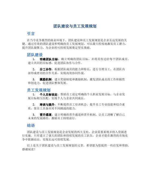 团队建设与员工发展规划