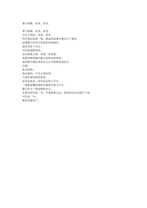 那个夜晚,很美很美