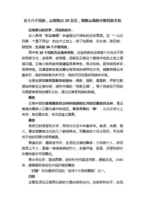五十六个民族，云南独占26支花，细数云南的少数民族文化