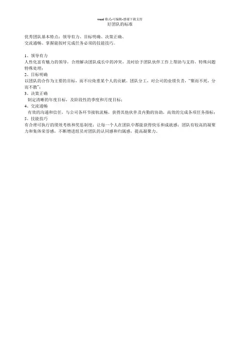 好团队的标准