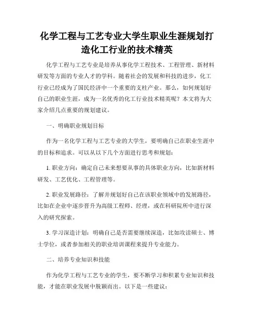 化学工程与工艺专业大学生职业生涯规划打造化工行业的技术精英