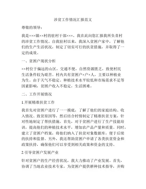 涉贫工作情况汇报范文