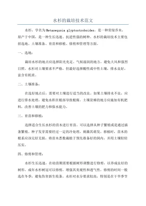 水杉的栽培技术范文
