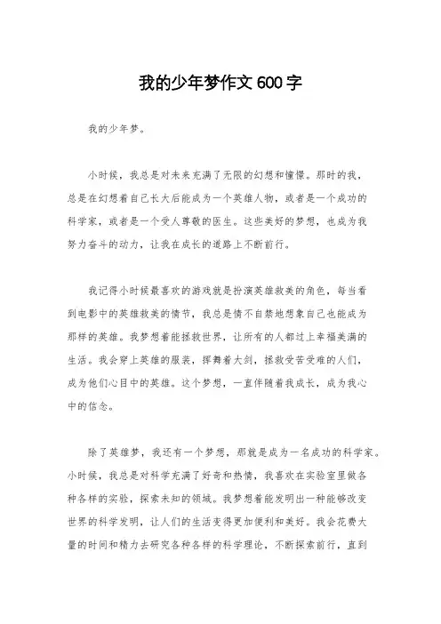 我的少年梦作文600字
