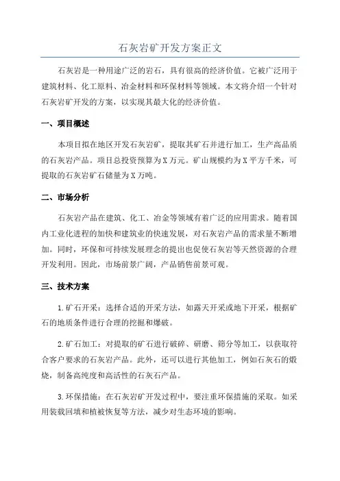 石灰岩矿开发方案正文