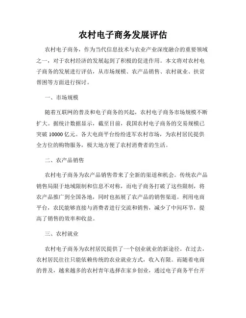 农村电子商务发展评估