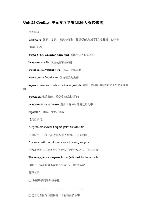 Unit23Conflict单元复习学案(北师大版选修8)