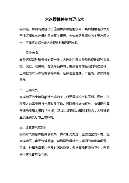 大连樱桃种植管理技术