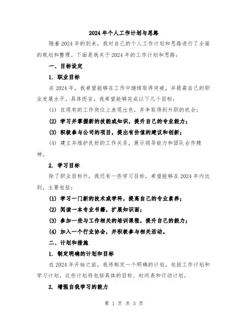 2024年个人工作计划与思路