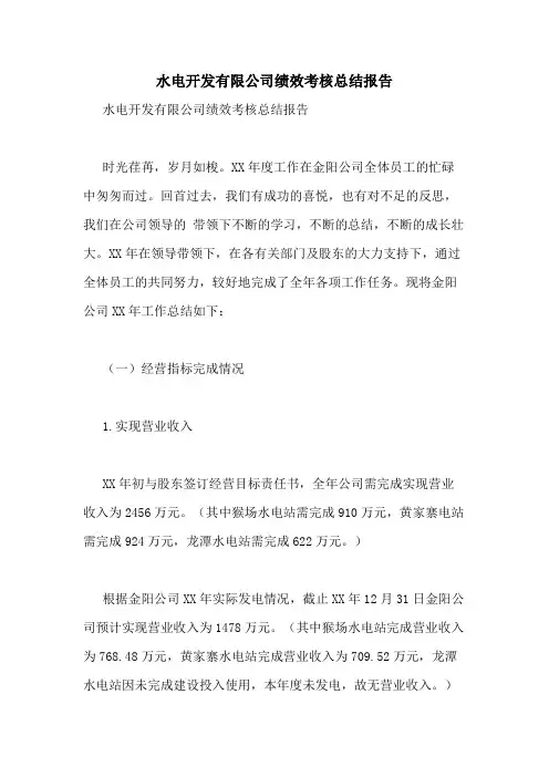 2021年水电开发有限公司绩效考核总结报告