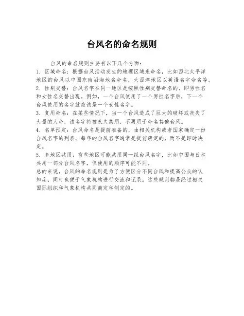 台风名的命名规则