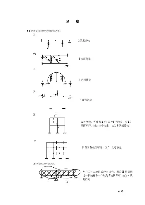 结构力学课后答案-第6章--力法
