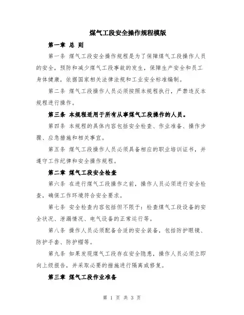 煤气工段安全操作规程模版