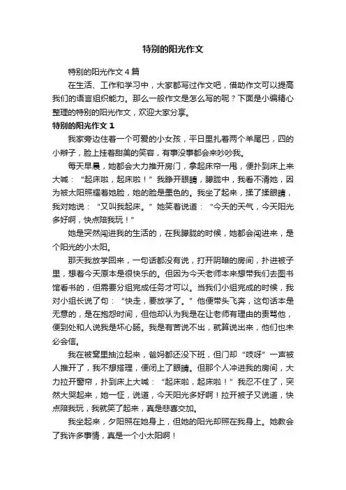 特别的阳光作文4篇