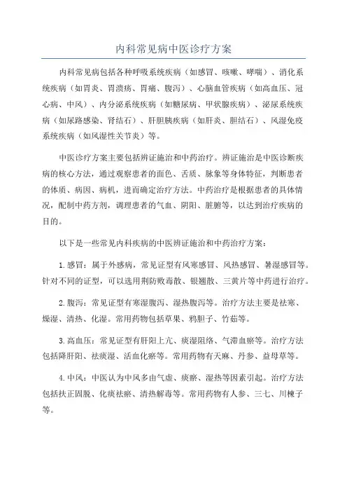 内科常见病中医诊疗方案