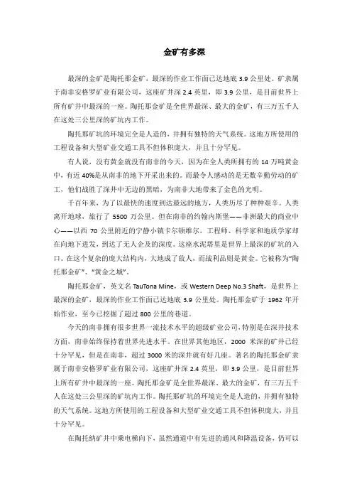 金矿有多深