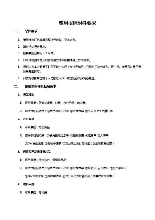 费用报销单要求