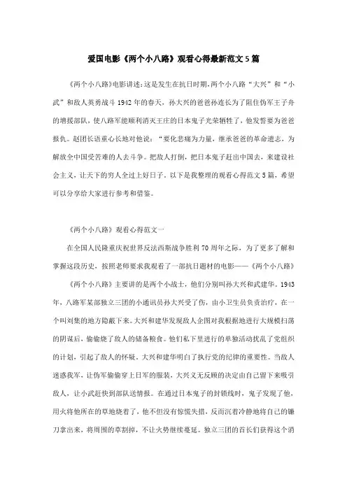 爱国电影《两个小八路》观看心得最新范文5篇