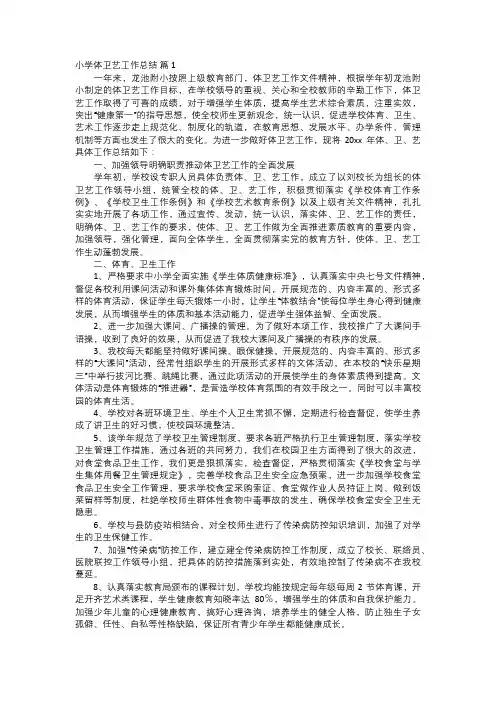 小学体卫艺工作总结