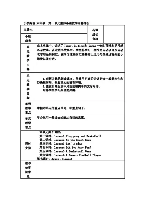 2018年冀教版英语(三起)六年级下册全册教案
