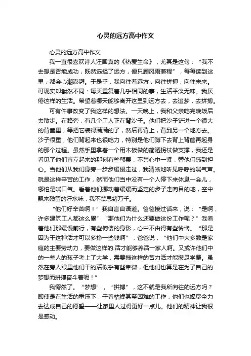 心灵的远方高中作文