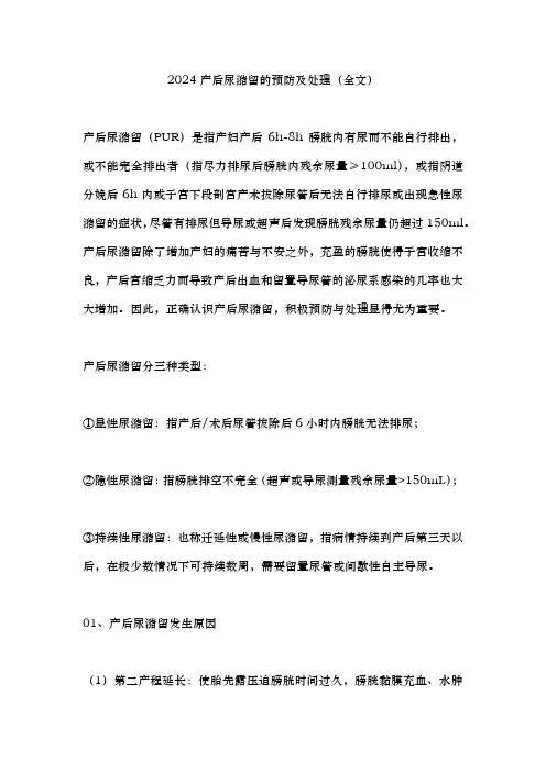 2024产后尿潴留的预防及处理(全文)