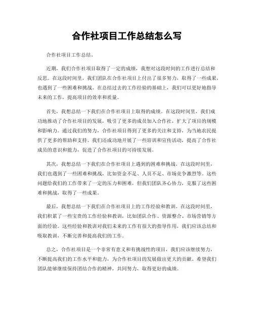 合作社项目工作总结怎么写