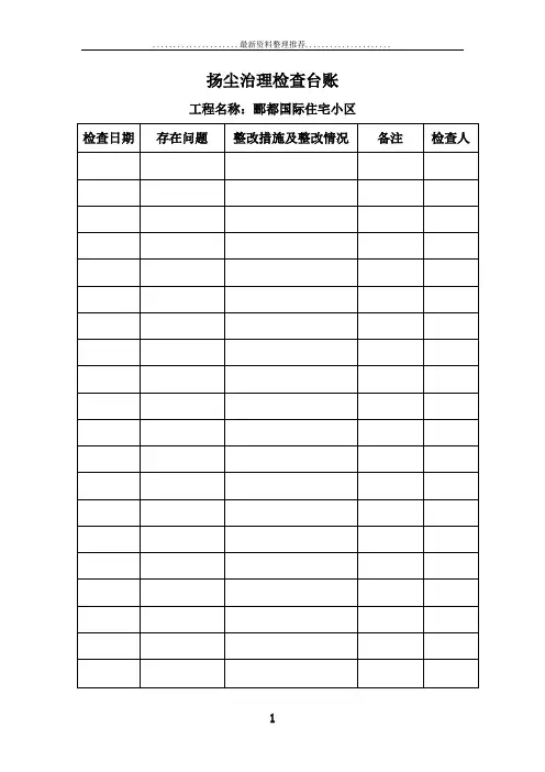 扬尘治理检查台账