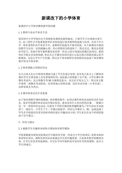 新课改下的小学体育论文