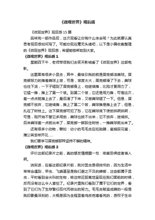 《微观世界》观后感15篇