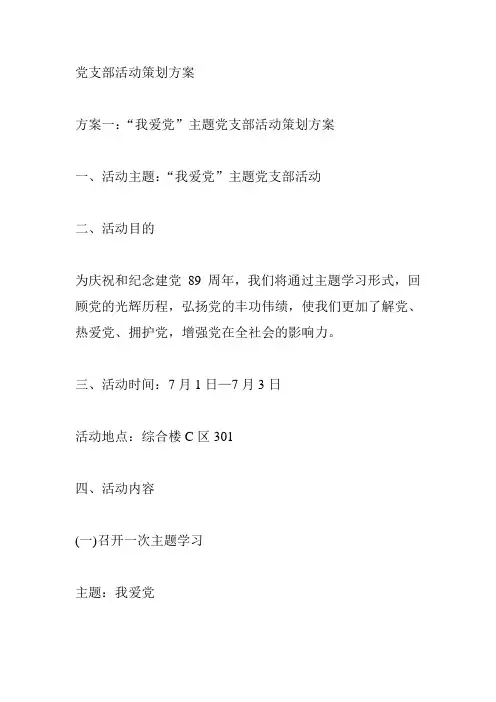 党支部活动策划方案