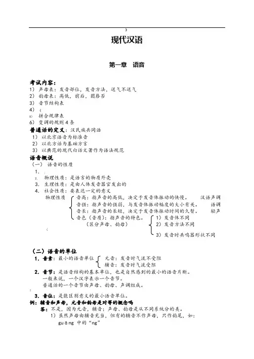 现代汉语知识点概括
