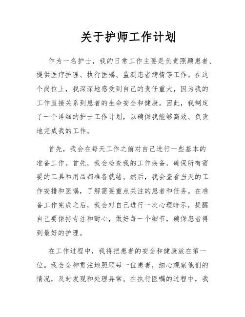 关于护师工作计划