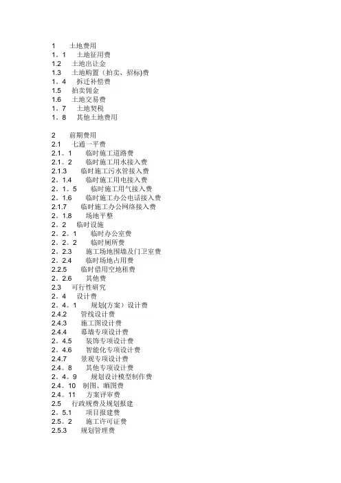 房地产开发费用明细表--