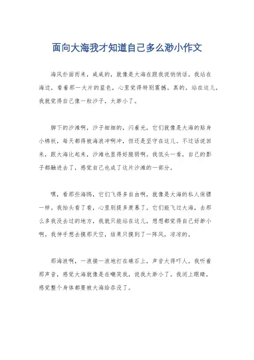 面向大海我才知道自己多么渺小作文