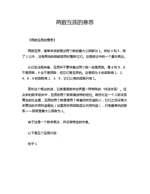 两数互质的意思