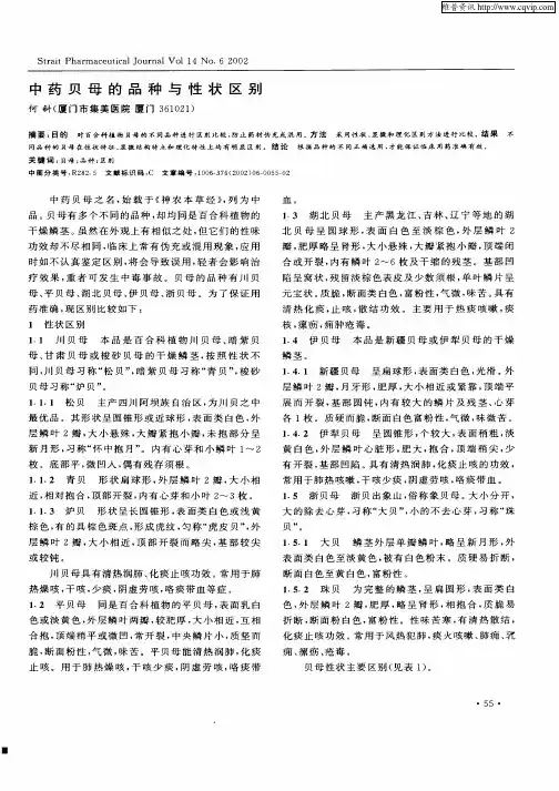 中药贝母的品种与性状区别