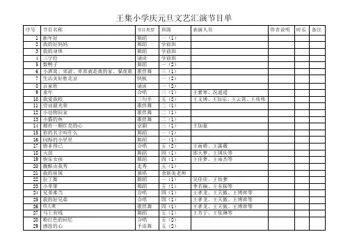 王集小学庆元旦文艺汇演节目单