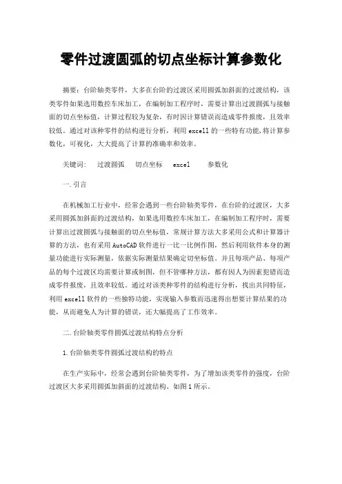 零件过渡圆弧的切点坐标计算参数化