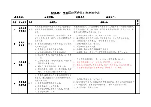 十八项医疗核心制度督查表